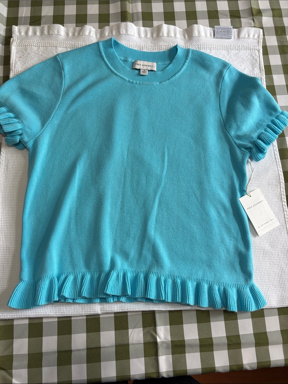 NWT FREE ASSEMBLY SUMMER BLUE RUFFLED TOP